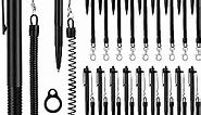 Ctosree 20 Sets Secure Pen with Adhesive Pen Chain and Silicone Ring Pocket Badge Reel Security Ballpoint Pens Counter Pen for Office Workers Nurses Teachers Colleagues