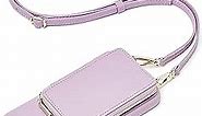 ZVE iPhone 13 Crossbody Wallet Case, Zipper Phone Case with RFID Blocking Card Holder Wrist Strap Purse Cover Gift for Women Compatible with iPhone 13 (6.1 inch, 2021)- Taro Purple