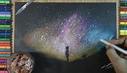 How to draw galaxy with colored pencils