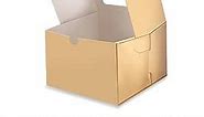 25 Gold Bakery Boxes with Window 5x5x3.5 Inches, Dessert Boxes to Go with Window, Treat Boxes for Small Bakery, Dessert, Candy, Cookies, Pastry, Party Favors, Wedding Cake