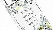 Frepstudio iPhone 15 Bible Verses Clear Cute Case for Girls Women,Blue Floral Inspirational Scripture Christian Quotes Exodus 14:14 Soft Protective Case Compatible with iPhone 15
