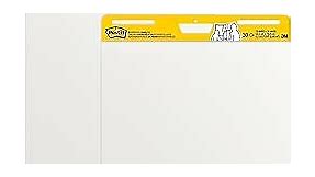 Post-it Super Sticky Easel Pad, 25 in x 30 in, White, 30 Sheets/Pad, 2 Pad/Pack, Large White Premium Self Stick Flip Chart Paper, Super Sticking Power (559)