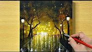 Rainy Night Street Painting / Acrylic Painting / STEP by STEP #324