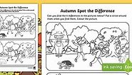 Spot the Difference Autumn Colouring Worksheet