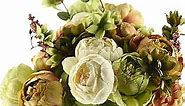 FiveSeasonStuff Vintage Artificial Peonies Silk Peony Flowers and Hydrangeas for Wedding Bridal Home Décor – Beautiful Floral Centerpiece Arrangement 2 Bouquets (Country Rustic Brown Beige Green Mix)