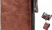 2023 New Multi-Functional RFID Blocking Waterproof Durable PU Leather Wallet, Large Capacity Zipper Wallets for Men Holds 1-14 Cards, Soft Slim Genuine Leather RFID Blocking Wallet Technology (BROWN)