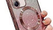 phylla Samsung Galaxy S23 Ultra 5g Magnetic Gardient Glitter Phone Case Compatible with Magsafe Luruxy Plating Edge Cute Bling Clear Cover for Women Soft Silicone Shockproof Bumper (Pink)