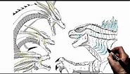 How To Draw Godzilla vs Ghidorah | Step By Step
