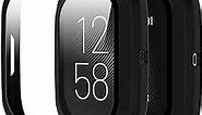 Screen Protector Case for Fitbit Versa 2, Hard Matte PC Bumper Full Face Glass Protective Cover for Fitbit Versa 2 Smartwatch, Black