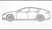 How to Draw a Tesla Model S Easy - Car Drawing Tutorial - Tesla Araba Çizimi 2020