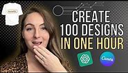 How To Create 100 T-Shirt Designs In 1 Hour For FREE With Canva + Chat GPT (For Etsy POD)