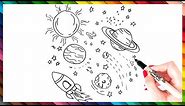 How To Draw Space Step By Step 🚀🪐 Space Drawing EASY