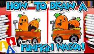 How To Draw A Funny Pumpkin Wagon