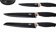 Taylors Eye Witness 5pc Kitchen Knife Gift Set - Brooklyn Copper Colored Bolsters, Matching Razor Sharp Titanium Coated Blades. Soft Grip Handles. 2yr Peace of Mind. Extra Sharpener for Knives