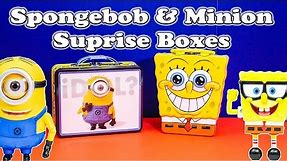 Opening the Minion and Sponge Bob Surprise Lunch Boxes and Toys