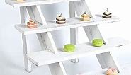 White 4-Tier Retail Display Tables Wooden Stand with Portable Shelves for Products Display Craft Show Rack for Tabletop, Countertop, Farmers Market, Tradeshows, Vendor Riser