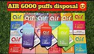 air disposal 6000 puffs pod /rechargeable disposal vape/smoking vape/unboxing/device