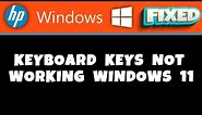 HP Laptop - keyboard keys not working windows 11