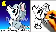 How to Draw a Cartoon Wolf - Draw Animals Cute Art - Fun2draw | Online Drawing Lessons