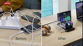 Unitek Multi USB Charging Station - 10 Ports Fast iPad Charging Dock with Type-C & 2 QC 3.0 Port, Charger Station Organizer for Multiple Devices Designed for iPhone, Kindle, Android, Tablets