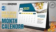 How to Design Printable Month Calendar in MS Word | One-Page Calendar