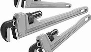DURATECH 3-Piece Heavy Duty Aluminum Straight Pipe Wrench Set, 10", 14", 18", Adjustable Plumbing Wrench Set, Drop Forged, Exceed GGG standard