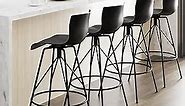 Awonde Black Bar Stools Set of 4 Swivel Bar Height Barstools with Backs Modern Kitchen Bar Chairs 30" Plastic Seat Metal Legs