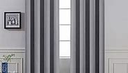 Yakamok 96 Inches Thermal Curtain Panels Gray Blackout Curtains Room Darkening Window Drapes with 8 Grommets,Grey, Set of 2, 2 Tie Backs Included