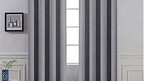 Yakamok 96 Inches Thermal Curtain Panels Gray Blackout Curtains Room Darkening Window Drapes with 8 Grommets,Grey, Set of 2, 2 Tie Backs Included