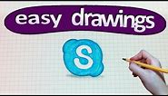 Easy drawings #234 How to draw a logo Skype / drawings for beginners