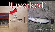 How to make hook out of paper clip caught fish