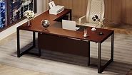 Tribesigns 70.8-Inch Executive Desk with Mobile File Cabinet, Large L Shaped Computer Desk with Storage Cabinet, L Shaped Desk with Drawer Cabinet for Home Office, Dark Walnut & Black