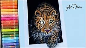 Easy! Leopard Drawing with Oil Pastels for Beginners - Step by Step [ No Clickbait ]