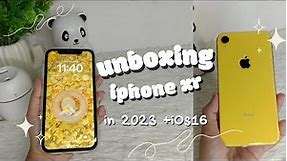 unboxing iphone xr in 2023 (128gb) ios16 + aesthetic cases and wallpaper
