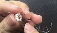 Mini daisy beaded stud earring. How to make jewelry. Beading tutorial