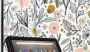 Wazzasoft for Amazon Kindle Fire HD 8/8 Plus Tablet Case 10th/12th Generation for Women Girls Cute Folio Cover Kawaii Design Girly Flower Floral Pretty Fashion Unique Cases for Kindle Fire Case 8 Inch