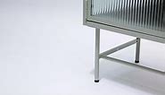Fluted glass TV stand for 55 inch -green