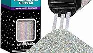 LEOBRO Glitter, 180G/6.35OZ Silver Glitter, Holographic Ultra Fine Glitter, Glitter Powder for Resin, Craft Glitter, 1/128" Metallic Iridescent Glitter for Tumblers DIY Arts and Crafts Body Glitter