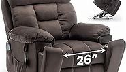 Cobplns 26in Extra Wide Recliner Chair-Living Room Chair，Ultimate Comfortable Goose Down Massage Chair, 400 lbs of Weight-Bearing Power Lift Recliners for Elderly（Dark Brown）