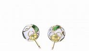 Gold Filled Sterling Silver White Cloisonne 8mm Stud Earrings