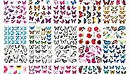 30 Sheets Butterfly Nail Art Stickers Nail Art Water Transfer Sticker with Butterfly Flower Patterns Manicure Tips，Nail Tips DIY Toenails Nail Art Decorations Accessories Decals