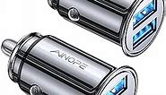 AINOPE 2 Pack Fast Mini Car Charger, 4.8A Metal Car Charger Adapter Flush Fit, Dual Port USB Car Charger Compatible with iPhone 14 13 12 Pro Max 8 Plus 7 6s, Samsung Galaxy S23/10/9/8/7, iPad Kindle