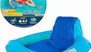 SwimWays Spring Float SunSeat Pool Lounge Chair, Inflatable Pool Floats Adult with Fast Inflation & Back Rest for Ages 15 & Up, Blue