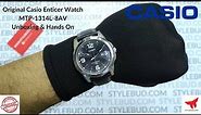 WW0462 Casio Enticer Leather Belt Watch MTP-1314L-8AV Unboxing & Hands On