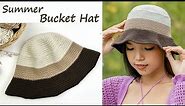 Easy Crochet Summer Bucket Hat Tutorial | Crochet 3Color Bucket Hat DIY