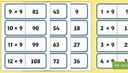 9 Times Table Folding Cards