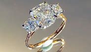 3 carat Cushion Cut Diamond 3-Stone Engagement Ring