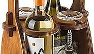ROSTMARYGIFT Wood Wine Bottle Glasses Caddy - Beer Carrier - Drinking Desk Accessories Men's Wine Organizer - Glass Tray Holder - Wine Storage Stand - Drink Holder for Beer, for Wine