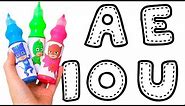 🎨 LAS VOCALES 🎨 Pintamos letras vocales de colores con acuarelas para niños | Juguetes en español