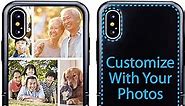 Guard Dog Custom iPhone Xs Max Case – 6-Frame Photo Collage – Make Your Own Protective Hybrid Phone Case – Black Case, Black Silicone